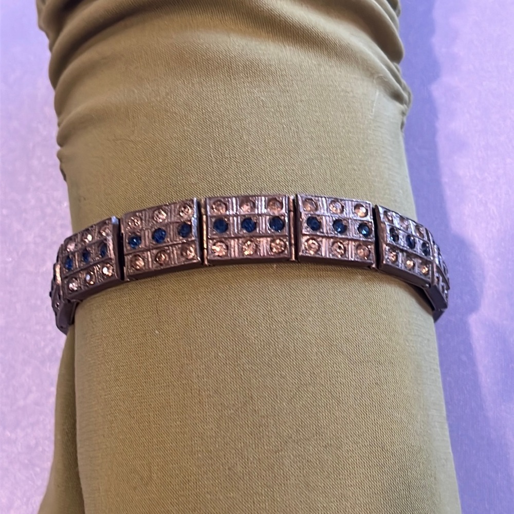 ALLCO Art Deco paste blue and clear stones Bracelet